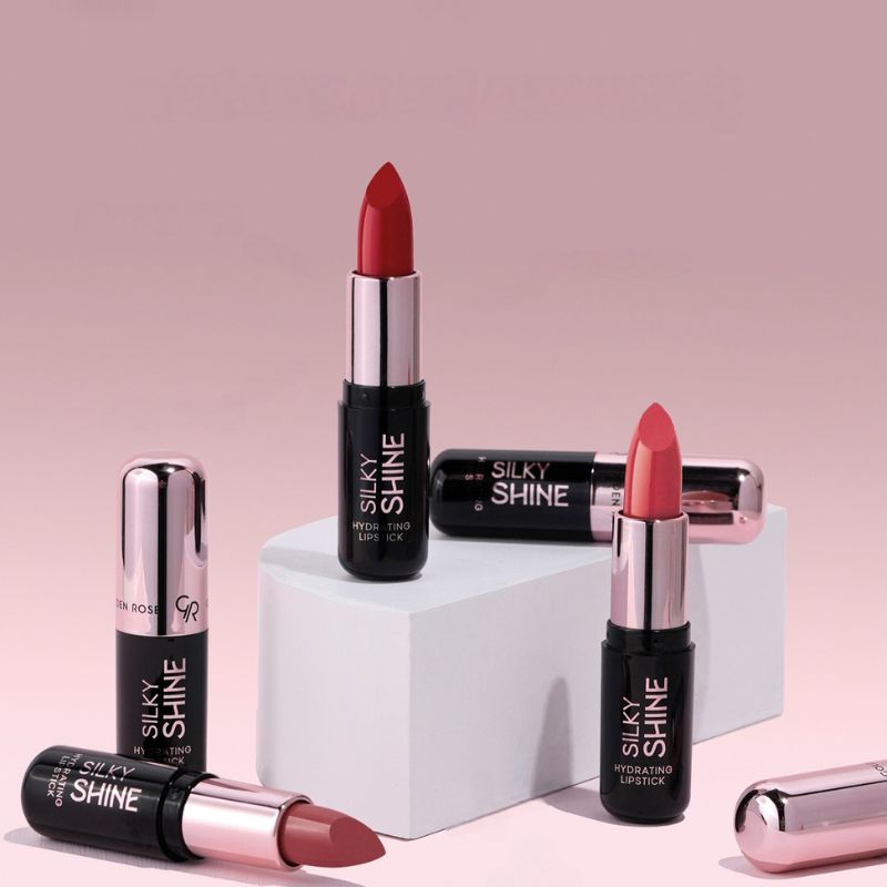 رژ لب جامد مخملی براق گلدن رز Golden Rose مدل Silky Shine
